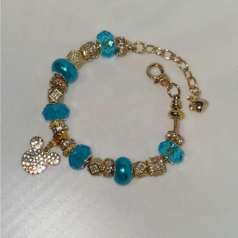 Elegant Gold and Blue Charm Bracelet - Picture 6 of 6